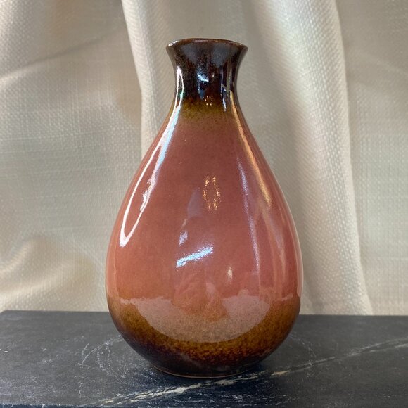 EUC Vintage Art Pottery Bud Vase Gradient Ombre Glaze from Brown to Mauvy Pink - Picture 3 of 6
